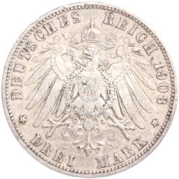 Монета 3 марки 1908 года А Германия (Пруссия)