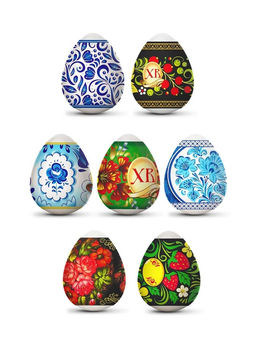 Цена за 20 шт. Термонаклейки для яиц Русские мотивы, 7 шт., 7?34 см