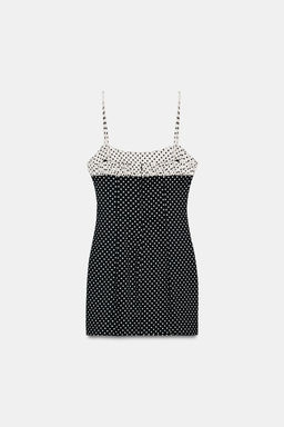 VESTIDO MINI COMBINADO LUNARES / Negro / Blanco - Zara фото 6