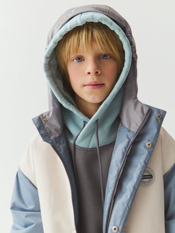 Худи колор блок Графит/Турмалин утепленное 7+ - Bungly фото 3