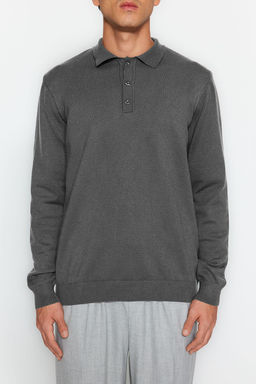Antrasit Regular Polo Yaka Duz Kazak TMNAW24KZ00067