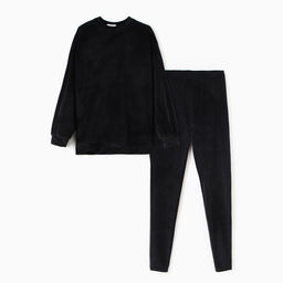 Костюм женский (свитшот, легинсы) KAFTAN Plushy, размер 40-42, чёрный