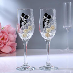 Свадебные бокалы «Жених и невеста», 2 шт. по 200 мл