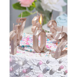 Свеча в торт на шпажке Многогранник, цифра 6, 7 см, шампань - Simaland фото 6