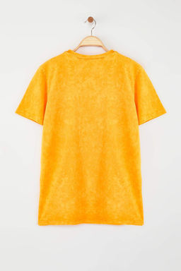 Trendyolmilla Turuncu Y?kamal?/Soluk Efektli Regular/Normal Kal?p Orme T-Shirt TWOSS25TS00211  фото 6