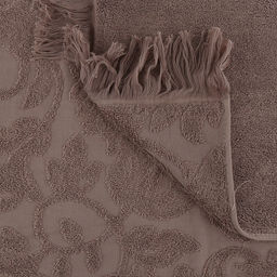 Полотенце махровое "Королевский шик" 90х180см, хлопок 100%, с бахромой, темно-оливковый (Китай)