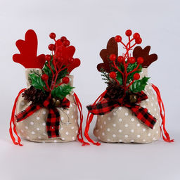 Мешок для подарков с рогами, 22х12 см, виды МИКС - Simaland фото 4