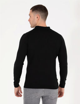 Siyah Slim Fit Polo Yaka Y_n Kar___ml_ Basic Triko Kazak - Pierre cardin фото 5