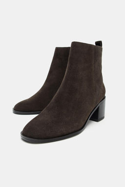 SPLIT SUEDE BLOCK HEEL ANKLE BOOTS - Zara фото 2