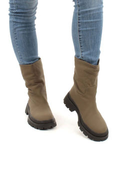 04-C188M Ботинки зимние женские (натуральная кожа (нубук) натуральный мех)