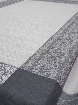 Крой скатерти жаккард Цветочная арабеска цв.серый, 1.90м*2.55м, лен-51%, хлопок-49% - Купава фото 4