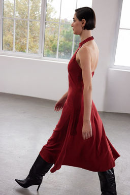 Trendyolmilla Limited Edition Bordo S?rt Dekolteli Boyundan Baglamal? Midi Dokuma Elbise TWOAW25EL00291  фото 2