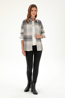 Женская серая рубашка с длинным рукавом Неожиданная скидка в корзине - U.s. polo assn фото 4