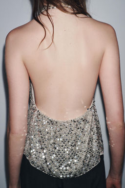 ZW COLLECTION HALTER SEQUIN TOP - Zara фото 4