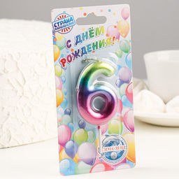 Цена за 3 шт. Свеча в торт Акварель, цифра 6, 5,5 см - Страна карнавалия фото 3