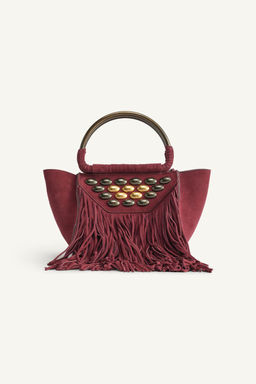 LIMITED EDITION FRINGED SPLIT SUEDE MINI CITY BAG - Zara фото 4