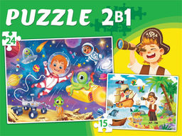 Puzzle 2 в 1 "Пираты/Космос №1" 15 и 24 эл. (ПМ15-24-8103)