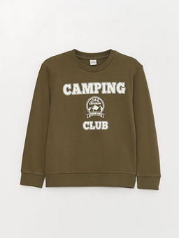 Bisiklet Yaka Bask?l? Uzun Kollu Erkek ?ocuk Sweatshirt ve E?ofman Alt? - Waikiki фото 2