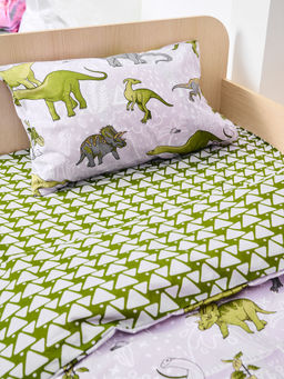 Постельное белье детское поплин с простыней на резинке - Юрский период 145*112; 80*160*20; 40*60