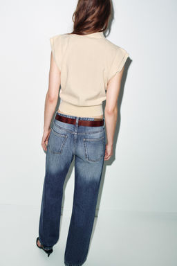 PLAIN KNIT TOP WITH PADDED SHOULDERS - Zara фото 3