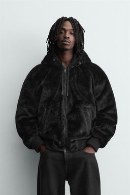 REVERSIBLE FAUX FUR BOMBER JACKET - Zara фото 12