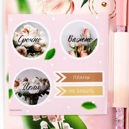 Подарочный набор, блок бумаги 30 л, ручка синяя паста 1.0 мм, наклейки 5 шт.С 8 Марта