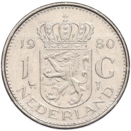 Монета 1 гульден 1980 года Нидерланды