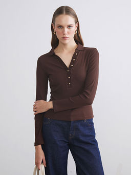 Polo Yaka Modal Kar???ml? Kad?n Ti??rt