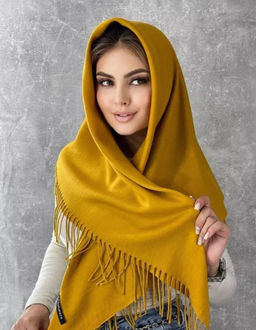 K13582 Палантин 100/100 хлопок ГОРЧИЦА