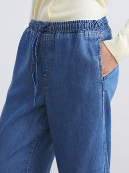 Beli Lastikli Wideleg Kad?n Jean Pantolon