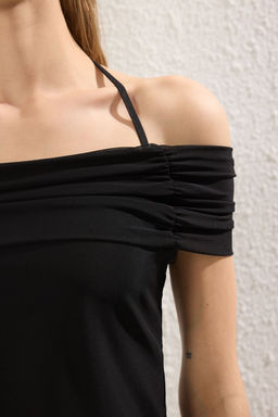 Haki Baglama Detayl? Madonna Yaka Fitted/Vucuda Oturan Orme Bluz TWOSS25BZ00383 - Trendyolmilla фото 7