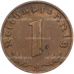 Монета 1 рейхспфенниг 1938 года J Германия