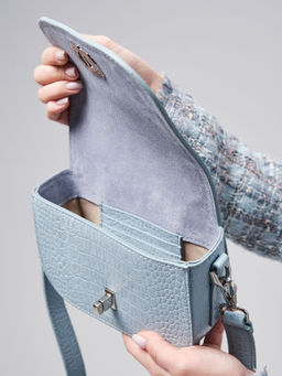 Сумка на плечо Deboro 30879 голубая вода/крок