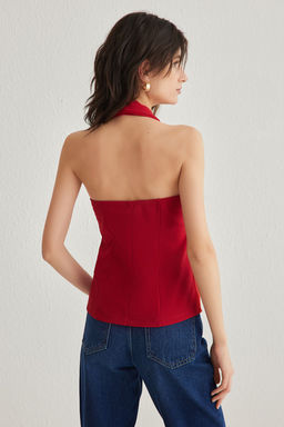 TRENDYOLMILLA K?rm?z? Fitted/Vucuda Oturan S?rt Dekolteli Esnek Yelek TWOSS25YE00021 TWOSS25YE00021  фото 10