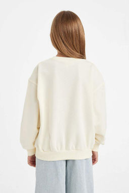 Толстовка с круглым вырезом для девочек Disney Lilo & Stitch Relax Fit - Defacto фото 6