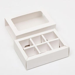 Цена за 5 шт. Коробка под 6 конфет с окном, белая, 13,7 х 9,85 х 3,85 см - Simaland фото 4