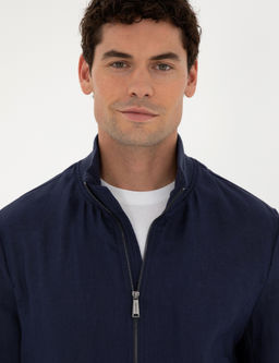 Lacivert Keten Baharl_k Mevsimlik Mont - Pierre cardin фото 2