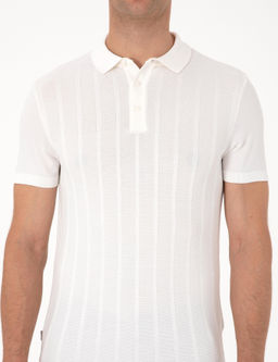 Ekru Slim Fit Polo Yaka D__meli Triko Ti__rt - Pierre cardin фото 6