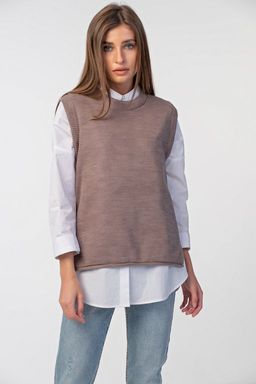 Жилет вязаный прямой с разрезам по бокам - Fly фото 4