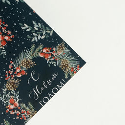 Цена за 10 шт. Бумага упаковочная глянцевая «Венки новогодние», 70 х 100 см