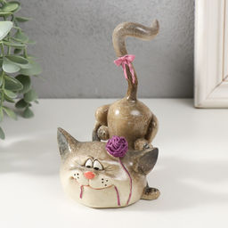 Цена за 2 шт. Фигурка полистоун лак «Кошечка играет с клубком», 9.5×8×12.5 см