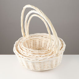 Корзина плетёная для хранения «Косичка», с ручкой, белая, набор 3 шт.