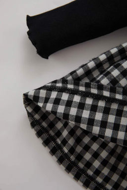 Платье-майка в рубчик с длинными рукавами и повязкой на голову для маленьких девочек, комплект из 2 предметов - Defacto фото 4