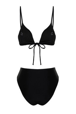 Siyah Ucgen Yuksek Bel High Leg Regular Bikini Tak?m? TBESS24BT00034