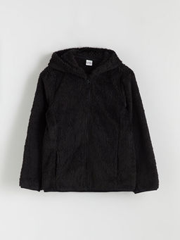 Kap??onlu Pel?? K?z ?ocuk Fermuarl? Sweatshirt