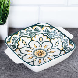 Блюдо квадратное 20х16х5 см с ручками керамика / ZY066 / уп 6/48/ - Галеонтрейд фото 3