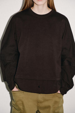 CAMISETA COMBINADA POPEL?N / Marr?n chocolate - Zara фото 2