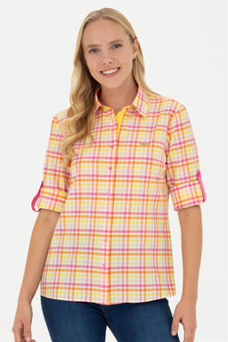 Женская розовая рубашка с длинным рукавом - U.s. polo assn фото 9