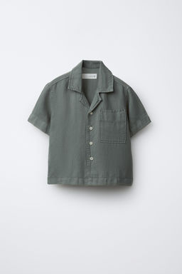 CAMISA BOWLING FLUIDA CON LINO / Marino