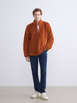 Dik Yaka Uzun Kollu Pel?? Erkek Sweatshirt